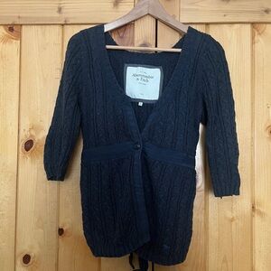 Y2K Abercrombie & Fitch Women's Navy Babydoll Cardigan Sz Large